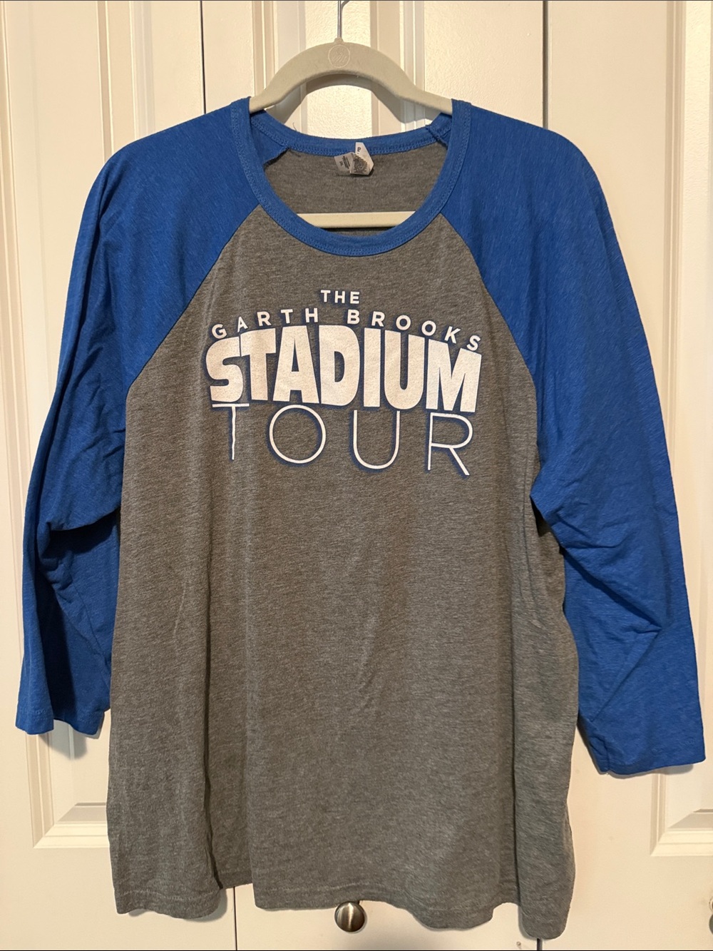 Bella Canvas Blue and Gray Garth Brooks Stadium Tour Raglan Shirt